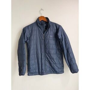 Patagonia Kids Nano Puff Jacket Navy Blue Quilted PrimaLoft Full Zip Size L 12